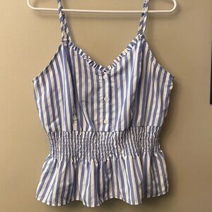 Zenobia White and Blue Striped Camisole